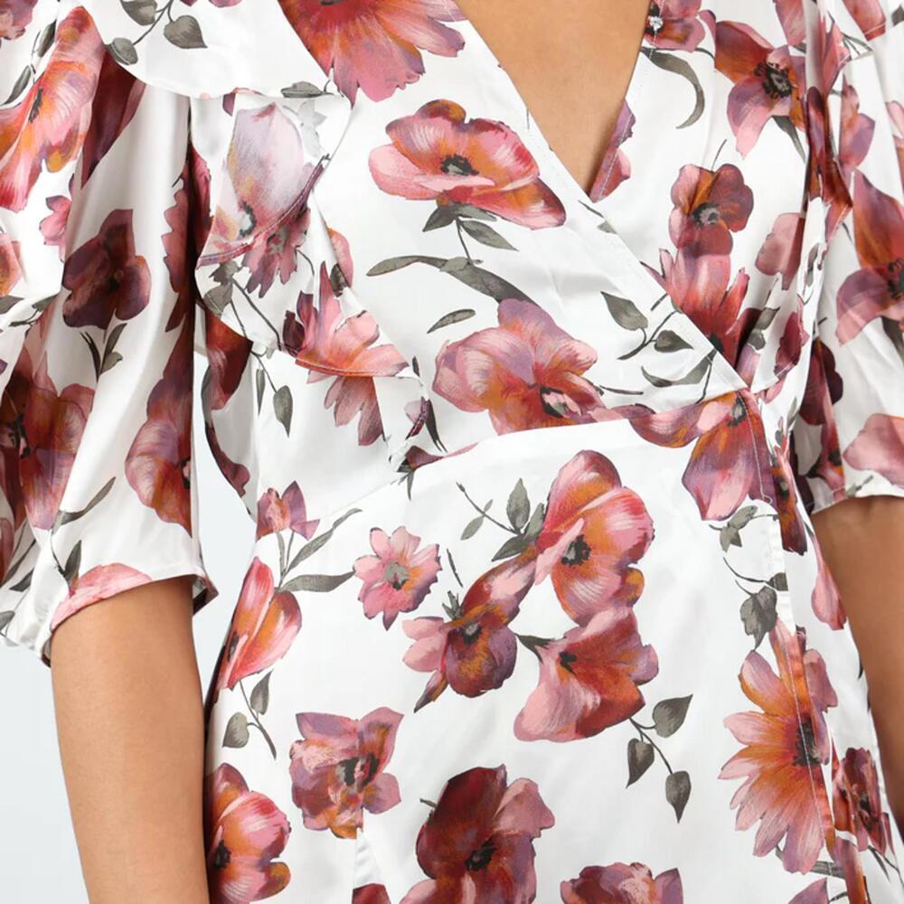 The Kooples Pastel Daisy Satin Dress Viscose Silk Blend US Small $418 MSRP NWT - Picture 3 of 11